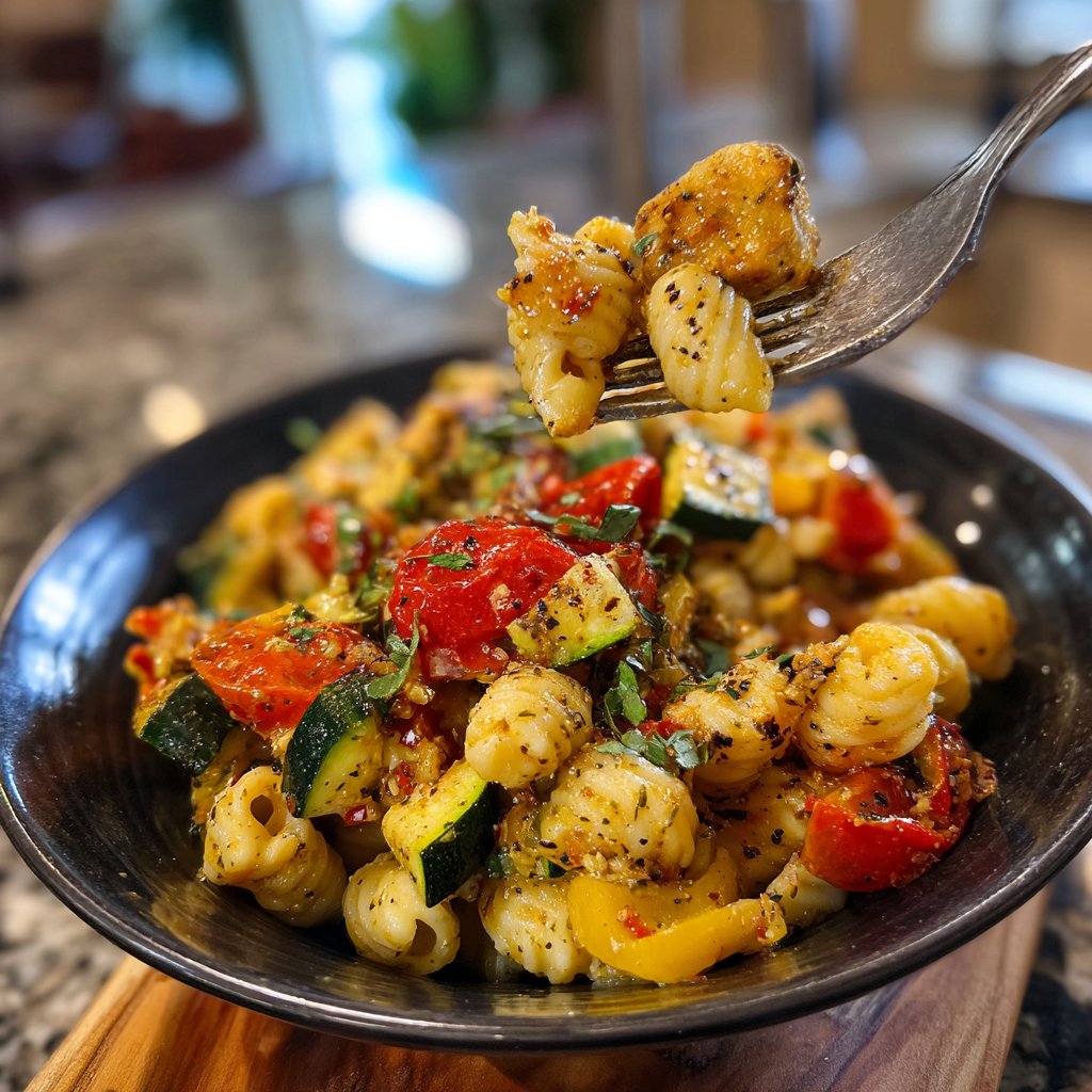Healthy Lunch Roasted Vegetable Pasta Salad