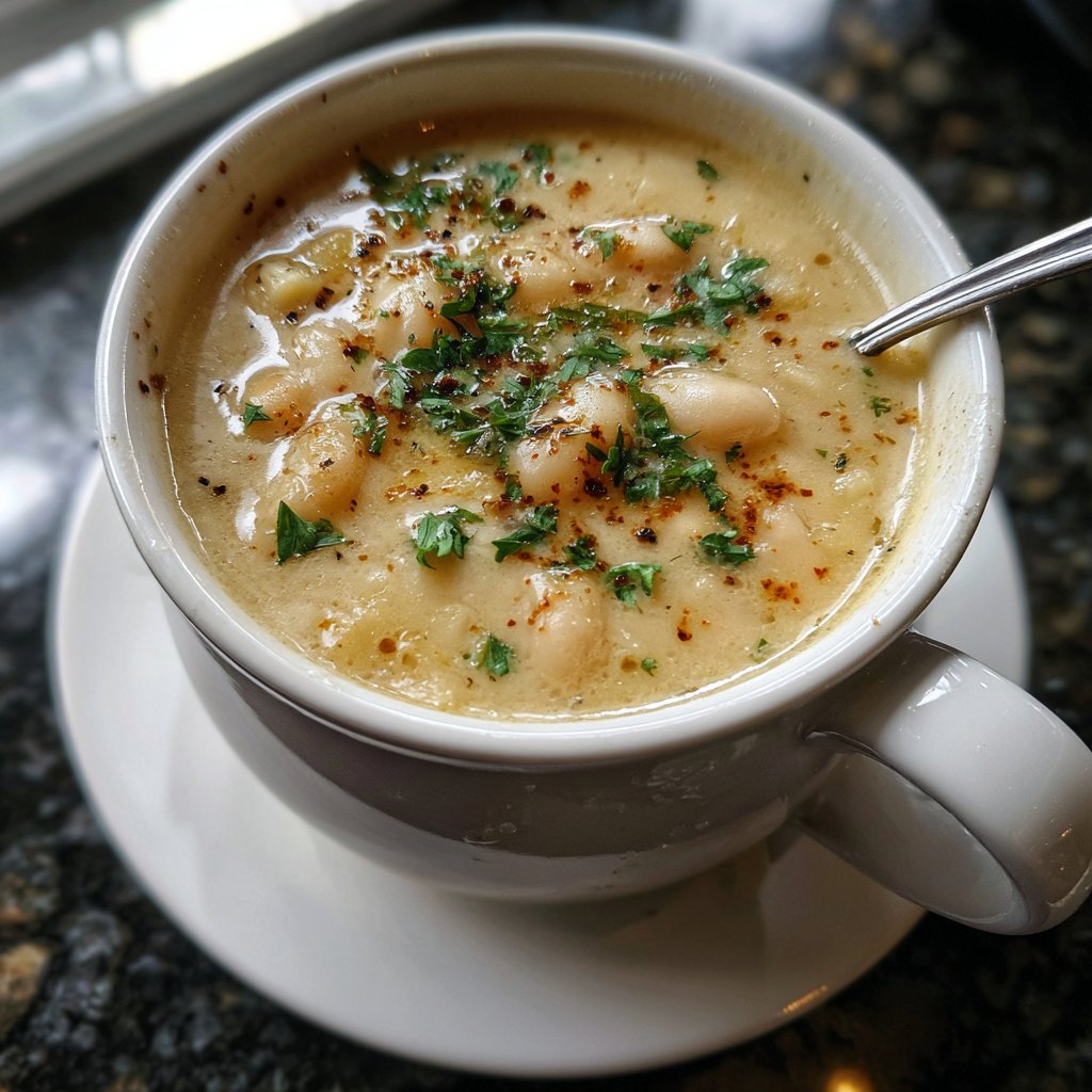 Creamy Lemon White Bean Soup Bowl
