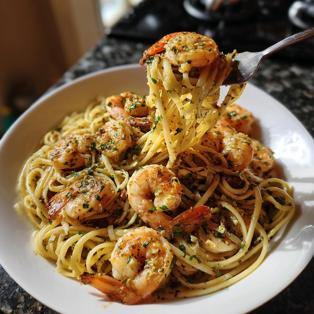 Rosemary Garlic Shrimp Linguine