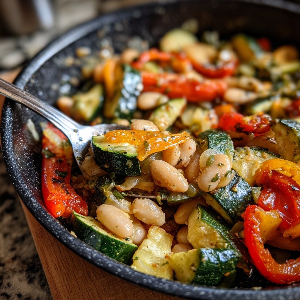 Roasted Veggie White Bean Skillet