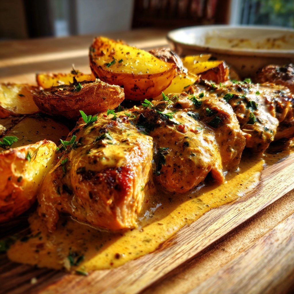 Creamy Dijon Chicken With Roasted Potatoes