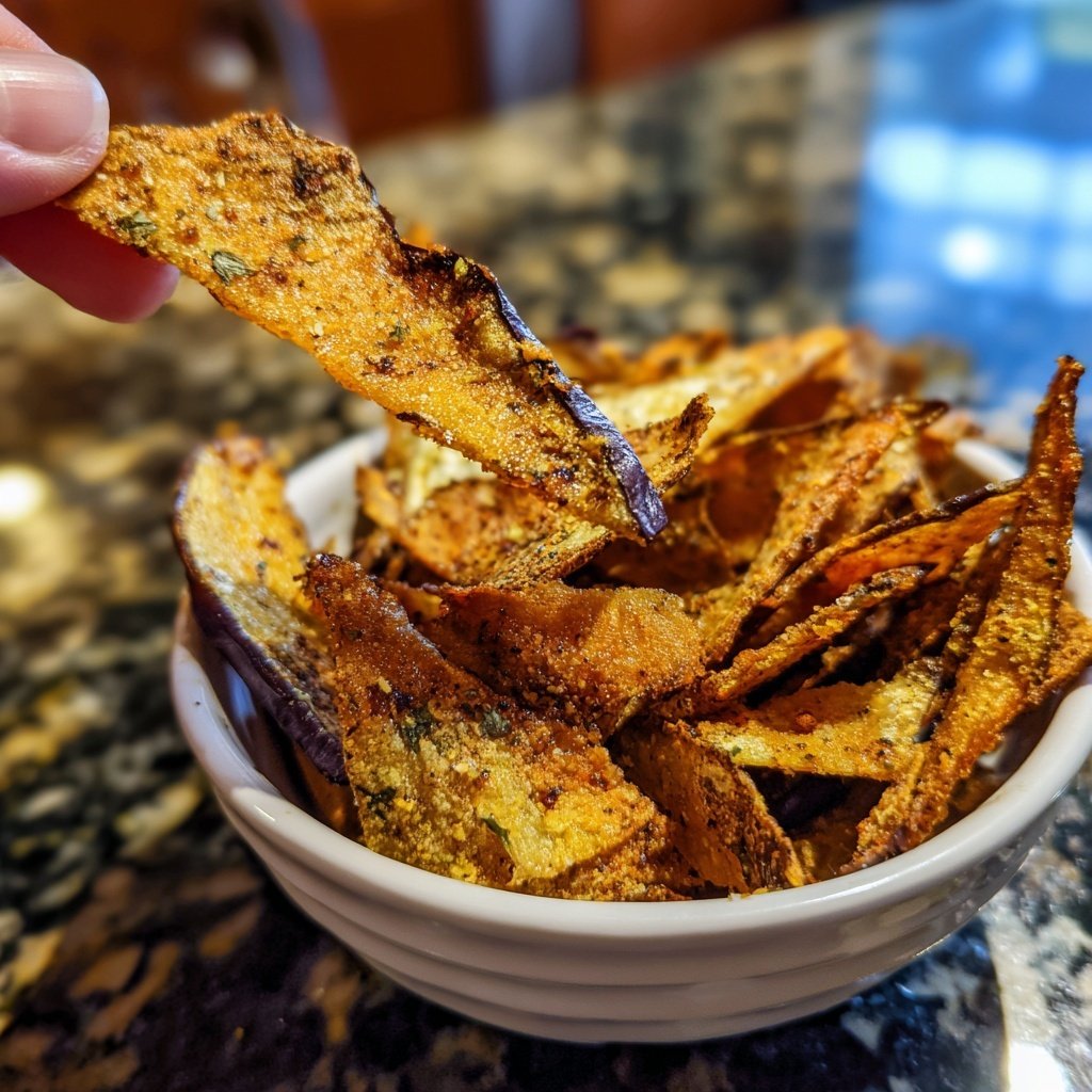Crispy Eggplant Garlic Chips