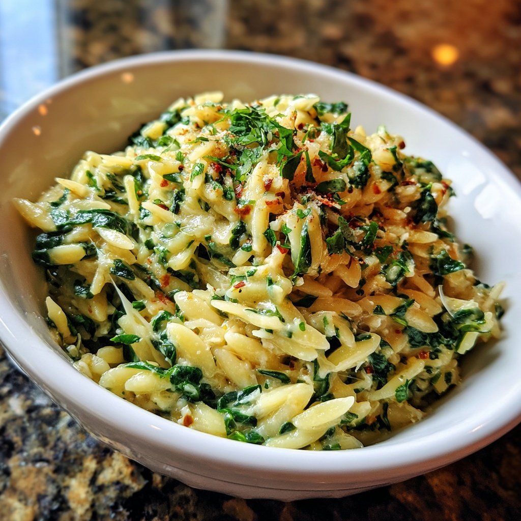 Creamy Spinach Parmesan Orzo