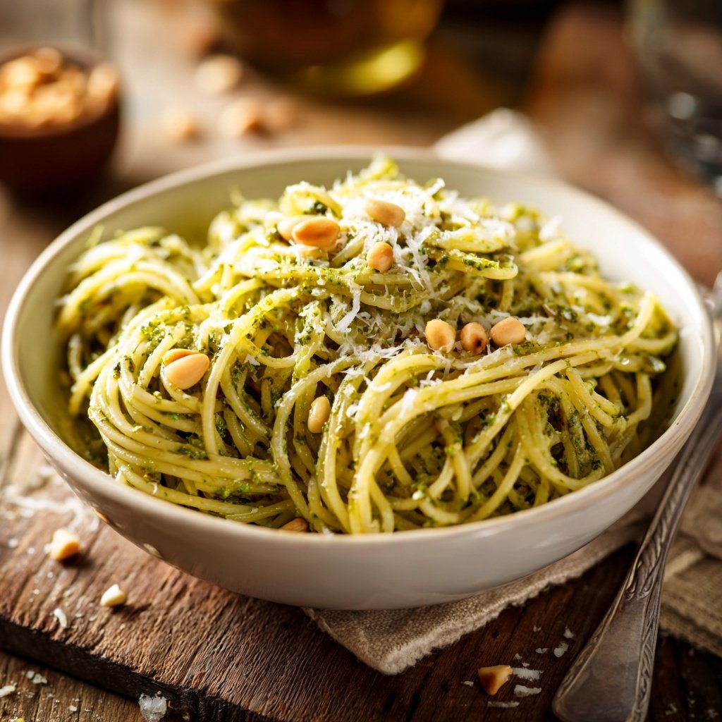 Angel Hair Pasta With Creamy Pesto