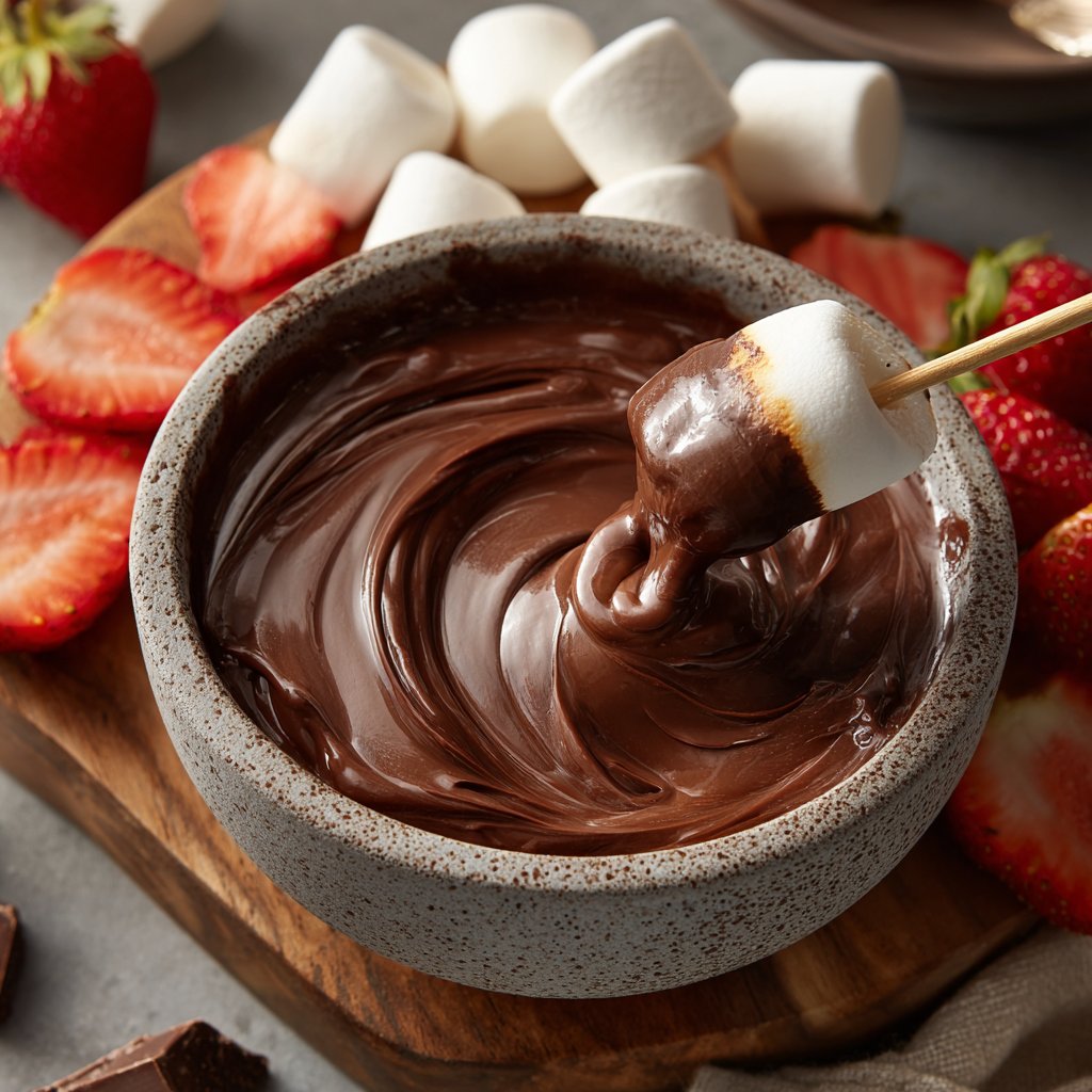 Chocolate Fondue with Marshmallows