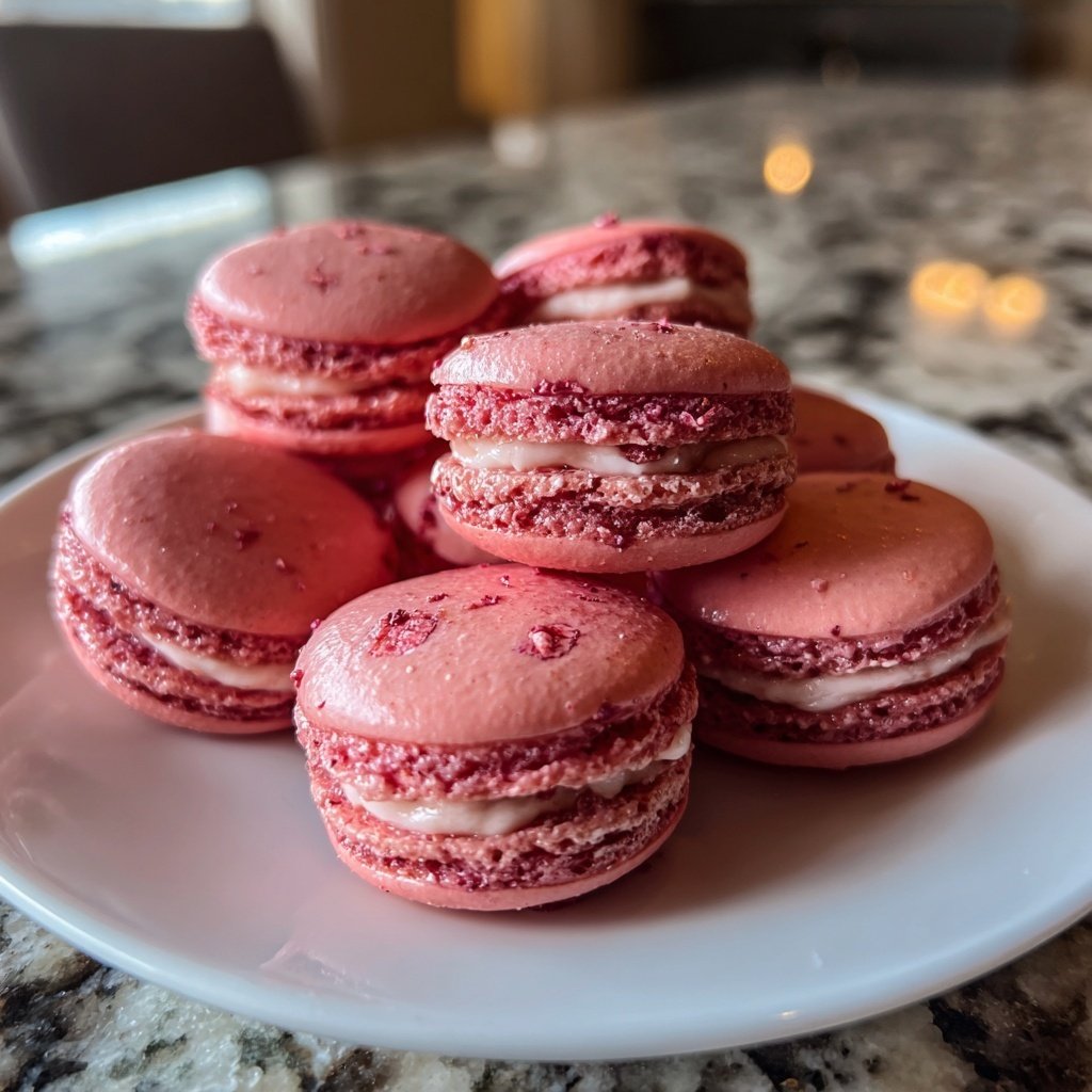 Valentines Treats Raspberry Macarons