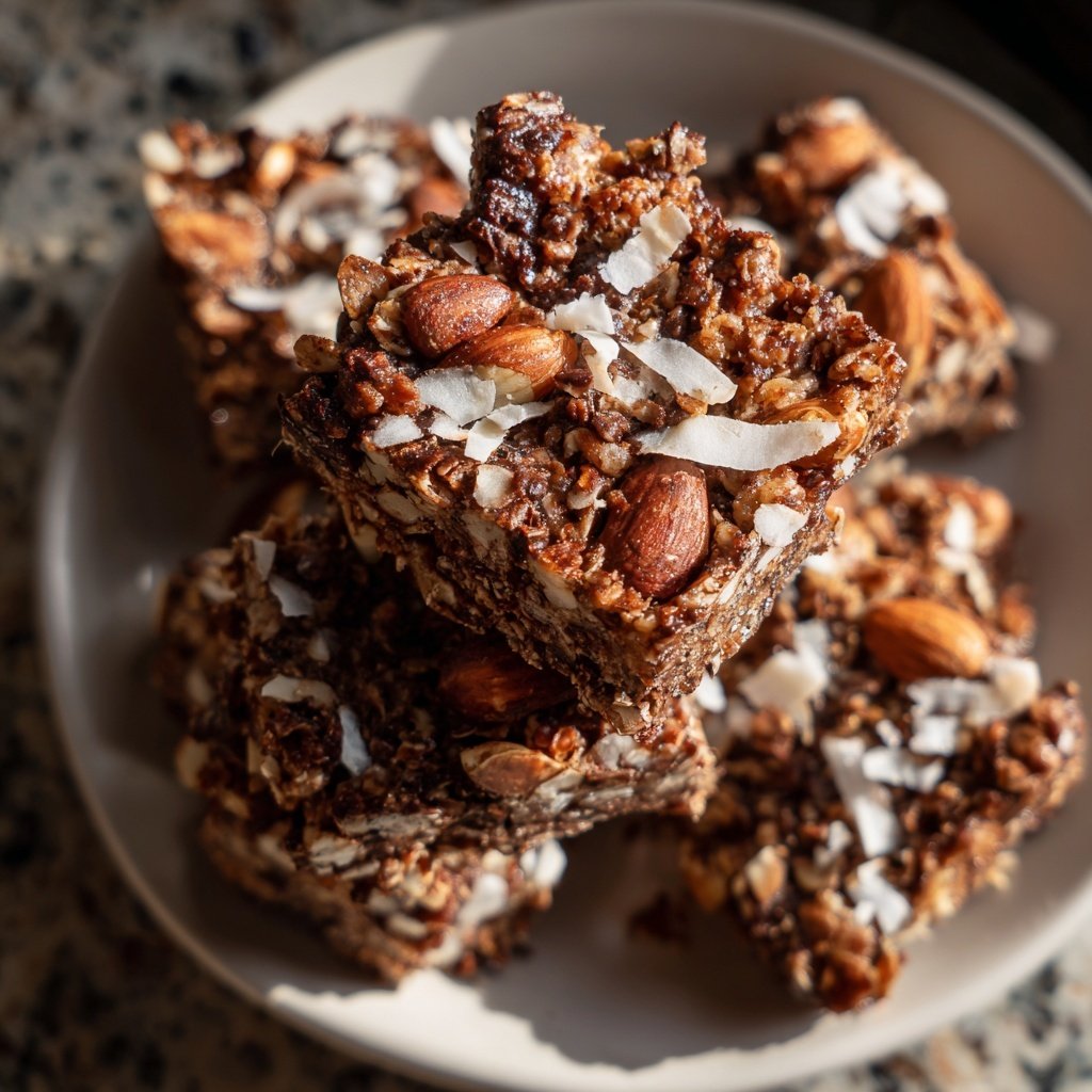 Chocolate Almond Coconut Energy Squares