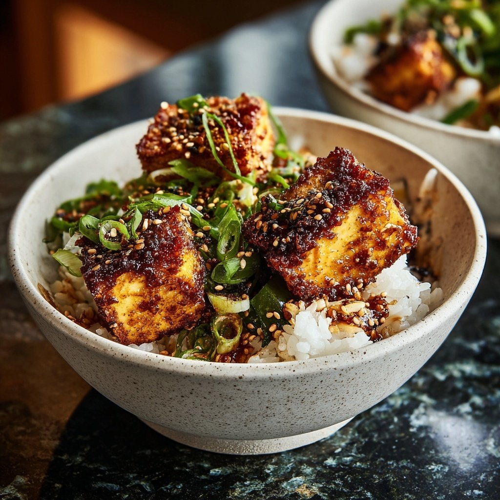 Crispy Tofu Sesame Rice Bowl